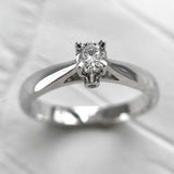 4 Prong Solitaire Engagement Ring 0.7ct Round Cut Diamond 14k White Gold Finish