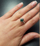 1.2ct Engagement Ring Oval Cut Green Emerald Solitaire 14k White Gold Finish