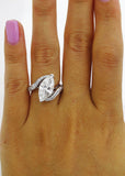 5Ct Marquise Diamond Swirl Bypass Solitaire Engagement Ring 14K White Gold Over