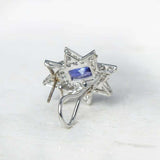 2ct Cushion Cut Blue Sapphire Halo Star Stud Earrings Women 14k WhiteGold Finish