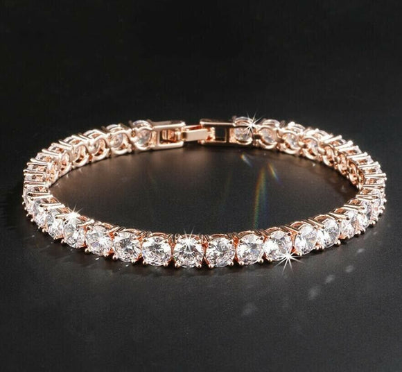 20Ct Round Cut Sparkle Diamond Gatsby Tennis Bracelet 14K Rose Gold Finish