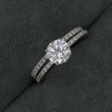 2.5Ct Round Cut DVVS1 Diamond Bridal Set Petite Minimalist 14K White Gold Finish