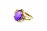 4ct Pear Cut Purple Amethyst Engagement Ring Diamond Accent 14k Yellow Gold Over