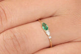 0.5ct Pear Green Emerald Teardrop Minimalist Engagement Ring 14k YellowGold Over