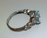 2ct Round Cut Blue Aquamarine Irish Trinity Solitaire Ring 14k White Gold Finish