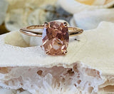 2.5ct Engagement Ring Cushion Cut Peach Morganite Solitaire 14k WhiteGold Finish