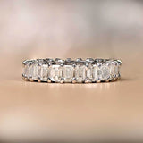 2ct Emerald Simulated Diamond Full Eternity Wedding Band 14k White Gold Plated