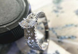 1Ct Marquise Cut Diamond Filigree Solitaire Engagement Ring 14K White Gold Over