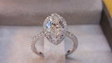 1ct Marquise Cut VVS1 Diamond Halo Unique Engagement Ring 14k White Gold Finish