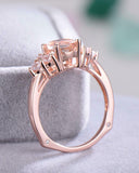 2Ct Round Cut Peach Morganite Engagement Ring 18K Rose Gold Over Diamond Accents