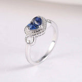 2ct Pear Cut Blue Sapphire Engagement Ring 14k White Gold Finish Halo Heart Love