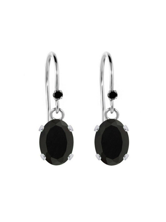 2ct Oval Cut Black Diamond Minimalist Stylish Drop Earrings 14k White Gold Over