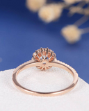 1ct Round Blue Aquamarine Engagement Ring Diamond Floral Halo 14k Rose Gold Over