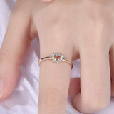 1ct Round Cut Diamond Engagement Ring Heart Shaped Minimalist 14k Rose Gold Over