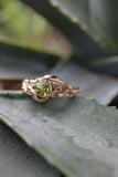 1ct Round Green Peridot Engagement Ring Leaf Vine Solitaire 14k Rose Gold Finish