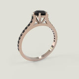 2ct Round Cut Black Diamond Engagement Ring Accents Solitaire 14k Rose Gold Over