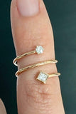 2 Stone Wrap Around Engagement Ring 1ct Princess Cut Diamond 14k RoseGold Finish