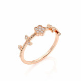 0.5ct Round Cut Diamond Engagement Ring Flower Petal Leaf 14k Rose Gold Finish