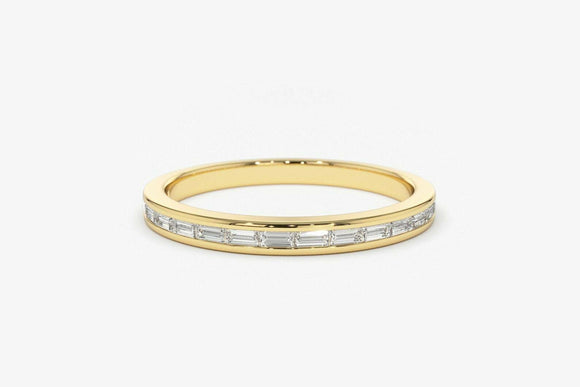 1ct Wedding Ring Band Baguette Cut Diamond Full Eternity 14k Yellow Gold Finish