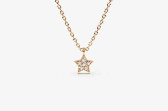 0.5ct Diamond Pendant with Chain Round Cut Star Design 14k Rose Gold Finish