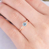 1.1ct Round Cut Blue Aquamarine Engagement Ring Minimalist 14k Rose Gold Finish