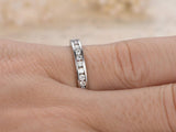 1.5ct Round Cut Diamond Wedding Ring Band Half Eternity 14k White Gold Finish