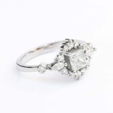 1.5ct Princess Cut Diamond Engagement Ring Halo Cluster 14k White Gold Finish