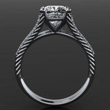 Split Shank Band Engagement Ring 1.7ct Cushion Cut Diamond 14k White Gold Finish