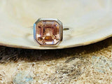 1ct Engagement Ring Asscher Cut Peach Morganite Bridal Set 14k White Gold Finish