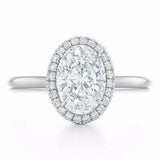 2ct Oval Cut Diamond Engagement Ring 14k White Gold Finish Solitaire with Accent