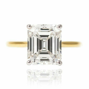 1ct Emerald Cut Diamond Engagement Ring Solitaire Women 14k Yellow Gold Finish