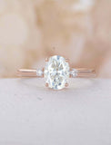 1.5ct Oval Diamond Engagement Ring Curved Bridal Wedding Set 14k Rose Gold Over