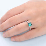 1.3ct Cushion Green Emerald Engagement Ring Diamond Accents 14k White Gold Over