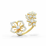 1.5ct Engagement Ring Round Cut Diamond Floral Cocktail 14k Yellow Gold Finish