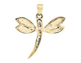 0.2ct Round Cut VVS1D Diamond Pendant Dragonfly 14k Yellow Gold Finish NO CHAIN