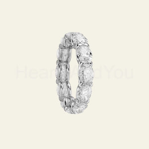 4ct Oval Simulated Diamond Iced Full Eternity Wedding Band 14k White Gold Plated