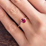 1.2ct Oval Cut Pink Ruby Diamond Petite Engagement Ring 14k Rose Gold Finish