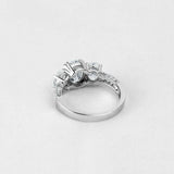 3.6ct Oval Diamond Engagement Ring Milgrain Accent Trilogy 14k White Gold Finish