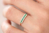 1.5ct Baguette Cut Green Emerald Minimalist Wedding Band 14k Yellow Gold Finish