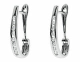 0.25ct Round Cut VVS1D Diamond Channel Set Hoop Earrings 14k White Gold Finish