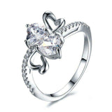 3ct Heart Cut Diamond Engagement Ring 14k White Gold Finish Heart Shape Bypass