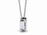 1ct Diamond Pendant Chain Emerald Cut Bezel Set Solitaire 14k White Gold Finish