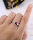 2.2ct Oval Cut Pink Ruby Engagement Ring Halo Two Row Accent 14k White Gold Over