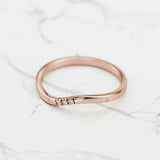 Curved Minimalist Wedding Band 0.15ct Round Cut VVS1D Diamond 14k Rose Gold Over