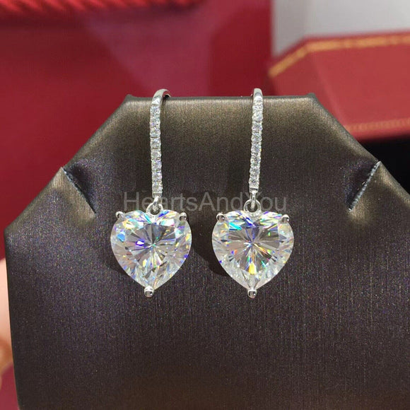 2ct Heart Cut Simulated Diamond Stylish Dangle Earrings 14k White Gold Plated