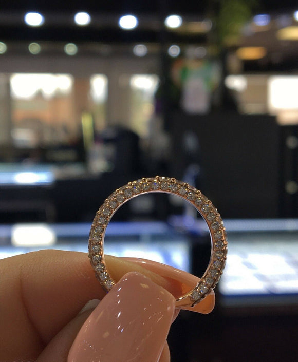 2ct Round Cut Diamond Half Eternity Rich Wedding Ring Band 14k Rose Gold Finish