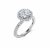 Halo Solitaire with Accents Ring 1.5ct Round Cut Diamond 14k White Gold Finish