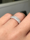 4ct Princess Cut Diamond 3 Line Eternity Wedding Ring Band 14k White Gold Finish