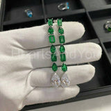 2ct Multi Simulated Emerald Long Dangling Cocktail Earring 14k White Gold Plated