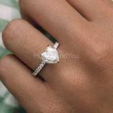 1.2ct Heart Simulated Diamond Solitaire with Accents Ring 14k White Gold Plated